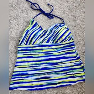 NWT Adidas Women's Tankini Swim Top Striped Blue and Yellow Top